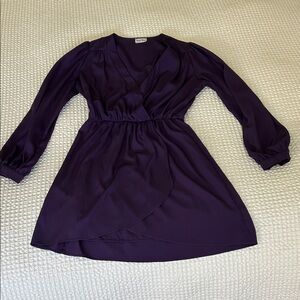 a new day Elegant Long Sleeve Dress in Deep Purple